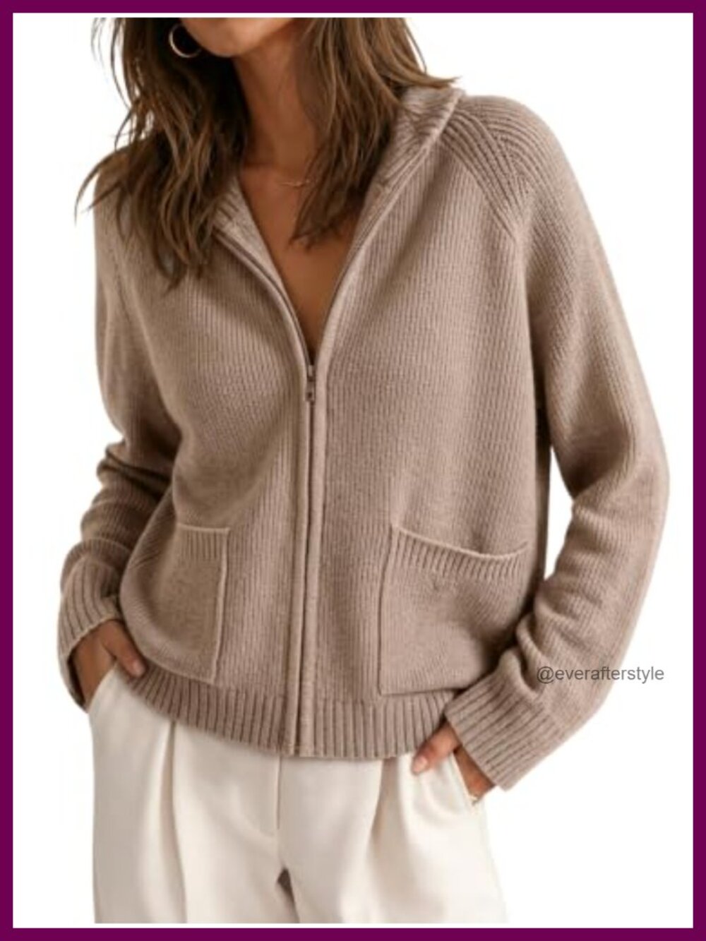 Zip Up Cardigan Long Sleeve Chunky Knit Hooded Sweater Coat